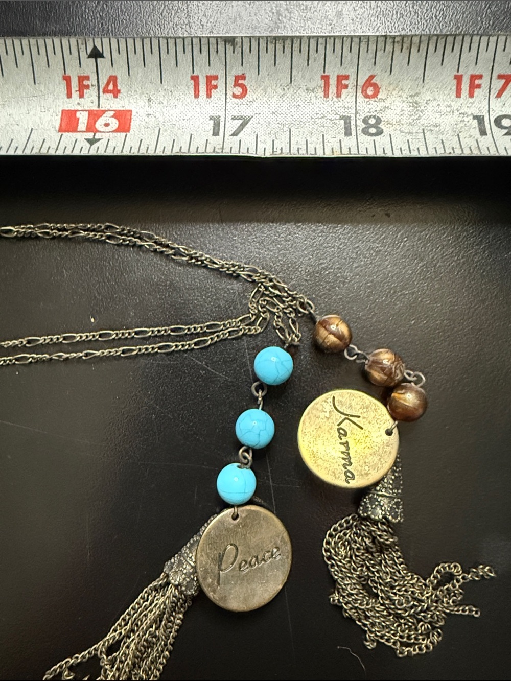 Turquoise Bead 'Peace' & 'Karma' Pendant Necklace - 2 for 1 necklaces